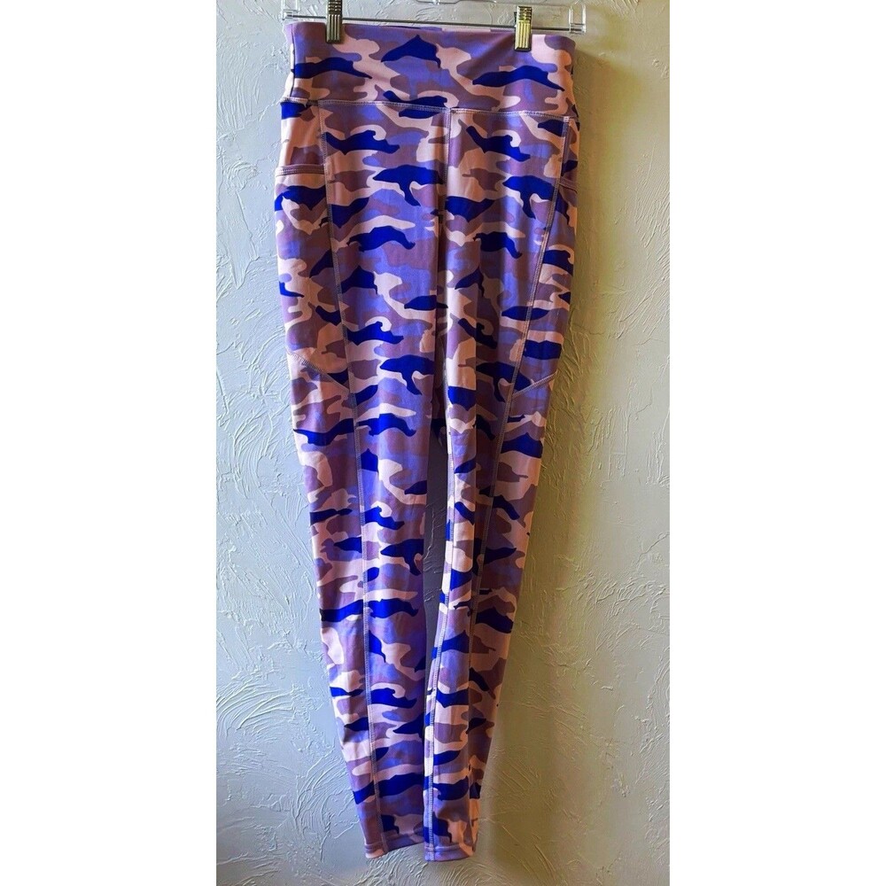 POP FIT Women’s L Purple/Pink Camo High Rise Ankle Leggings Stretch